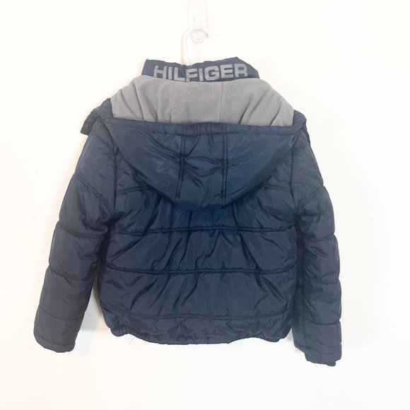 Tommy Hilfiger Navy Blue Long Sleeve Full Zip Hooded Puffer Jacket Size Large - Picture 5 of 6